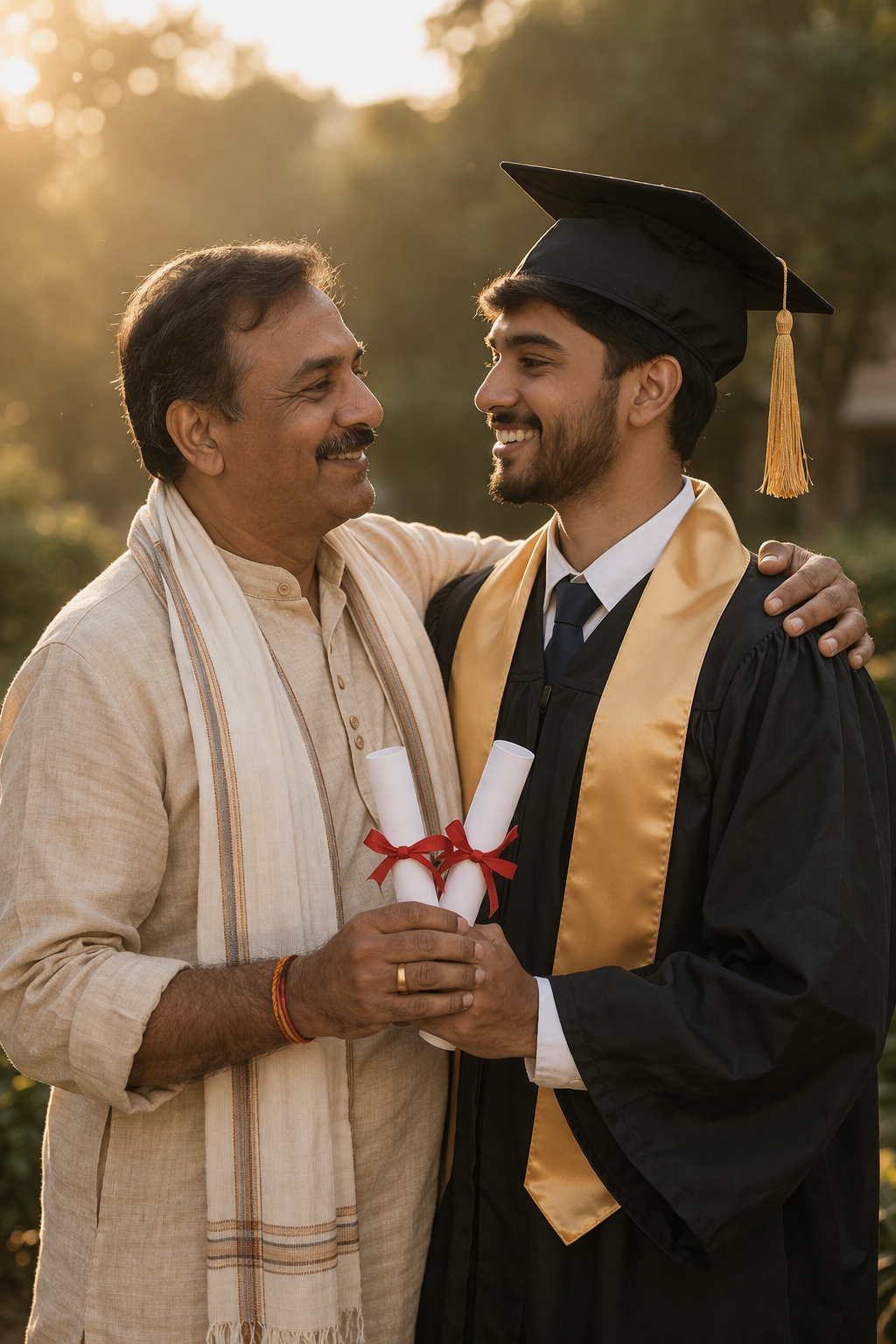Father and son celebrate graduation together
